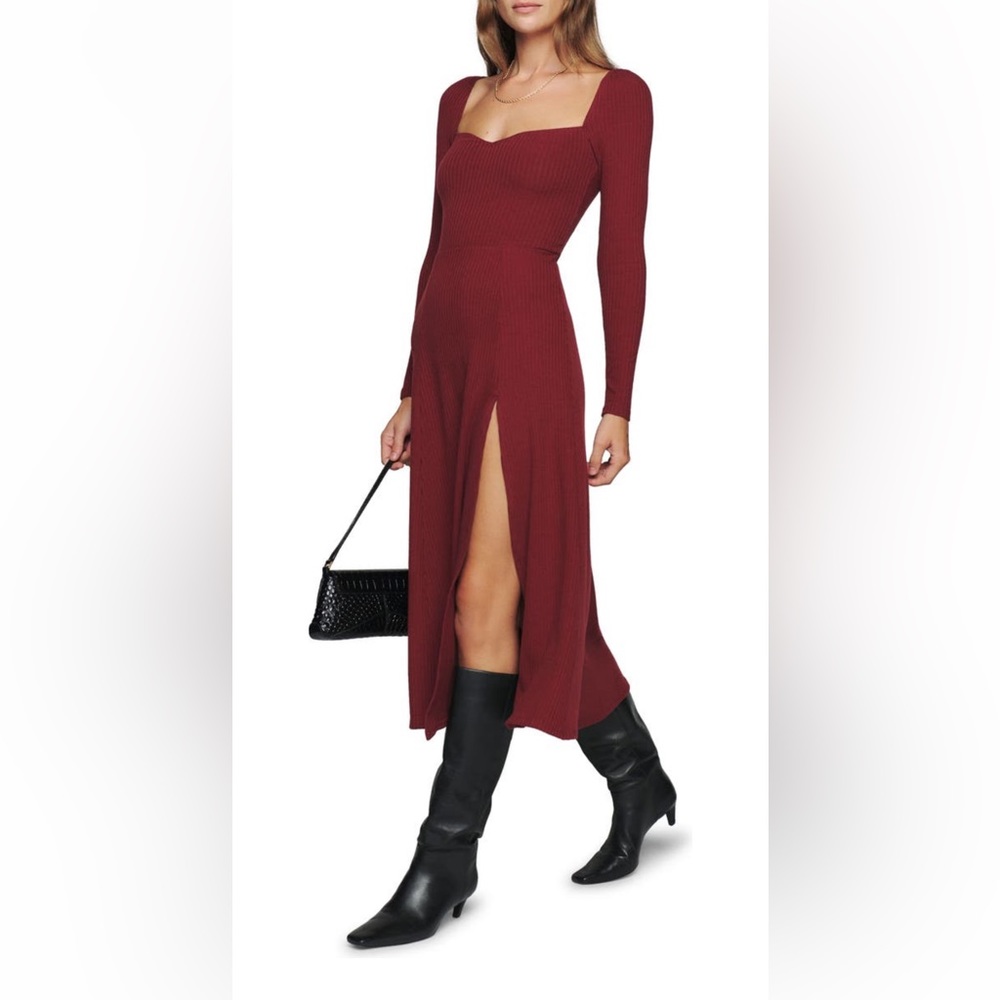 Reformation Banks Long Sleeve Sweater Midi Dress